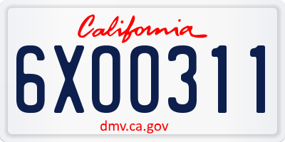 CA license plate 6XOO311