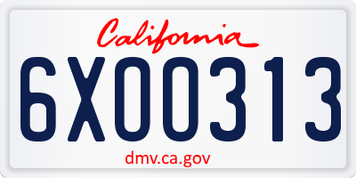CA license plate 6XOO313