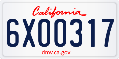 CA license plate 6XOO317