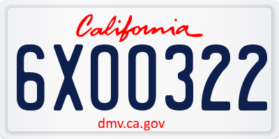 CA license plate 6XOO322