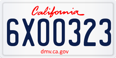 CA license plate 6XOO323