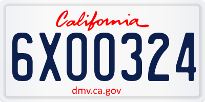 CA license plate 6XOO324