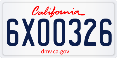 CA license plate 6XOO326