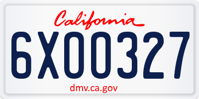 CA license plate 6XOO327