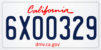 CA license plate 6XOO329
