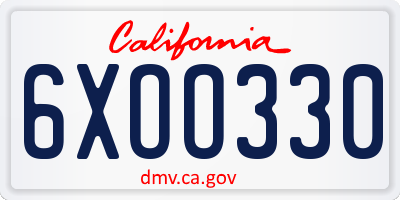 CA license plate 6XOO330