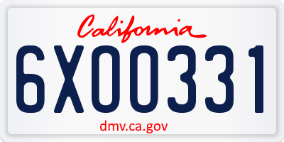 CA license plate 6XOO331