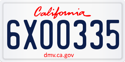 CA license plate 6XOO335