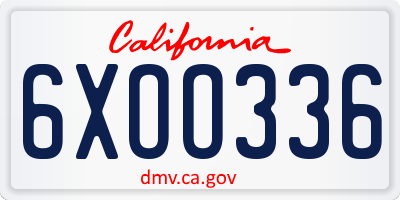 CA license plate 6XOO336