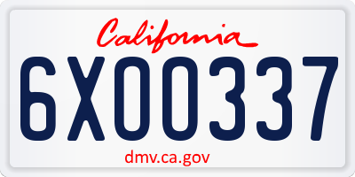 CA license plate 6XOO337