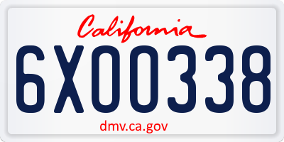 CA license plate 6XOO338