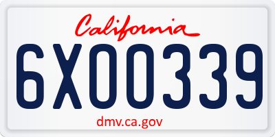 CA license plate 6XOO339