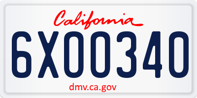CA license plate 6XOO340