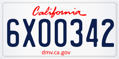 CA license plate 6XOO342