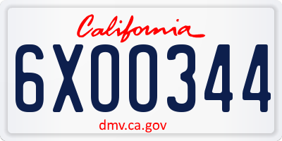 CA license plate 6XOO344