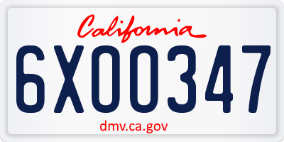 CA license plate 6XOO347