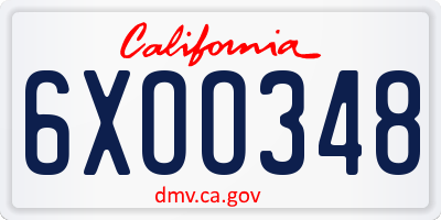 CA license plate 6XOO348