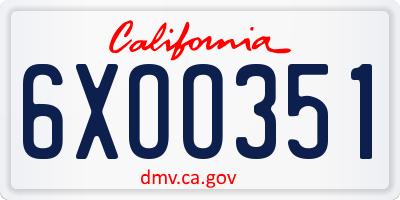 CA license plate 6XOO351