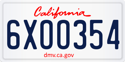 CA license plate 6XOO354