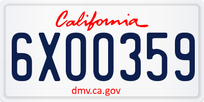 CA license plate 6XOO359