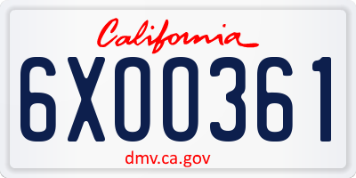 CA license plate 6XOO361