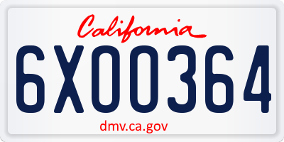 CA license plate 6XOO364