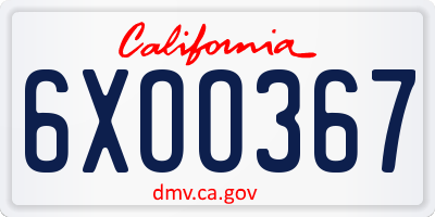 CA license plate 6XOO367