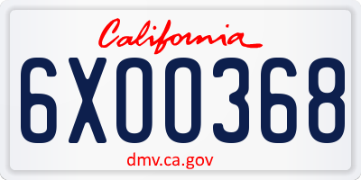 CA license plate 6XOO368