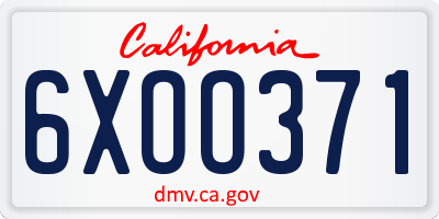 CA license plate 6XOO371