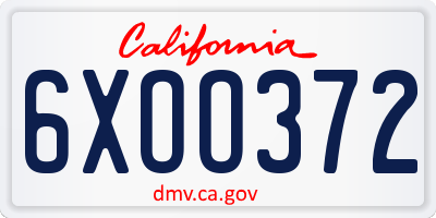 CA license plate 6XOO372