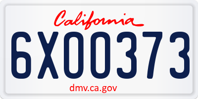 CA license plate 6XOO373