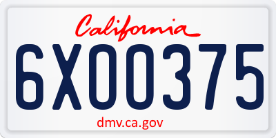 CA license plate 6XOO375