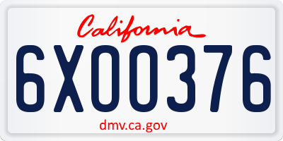 CA license plate 6XOO376