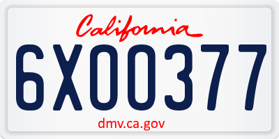 CA license plate 6XOO377