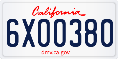 CA license plate 6XOO380