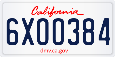 CA license plate 6XOO384