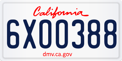 CA license plate 6XOO388