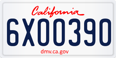 CA license plate 6XOO390