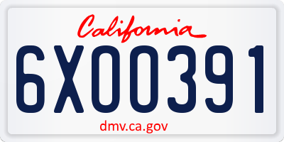 CA license plate 6XOO391