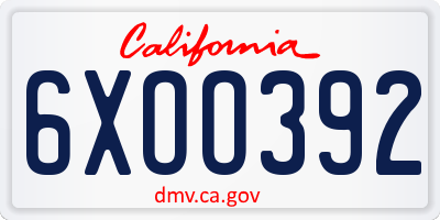 CA license plate 6XOO392