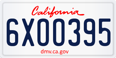 CA license plate 6XOO395