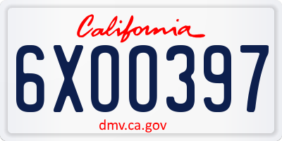 CA license plate 6XOO397
