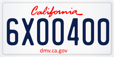 CA license plate 6XOO400