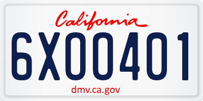 CA license plate 6XOO401