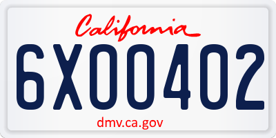 CA license plate 6XOO402