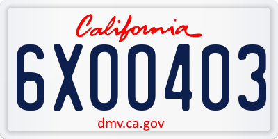 CA license plate 6XOO403