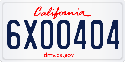 CA license plate 6XOO404