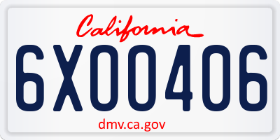 CA license plate 6XOO406