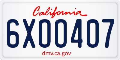 CA license plate 6XOO407