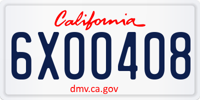 CA license plate 6XOO408